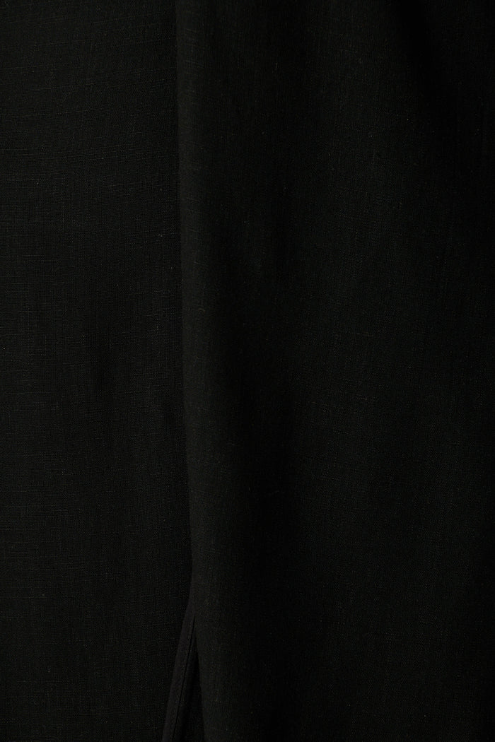 Rhiara Maxi Dress in Black Linen Blend fabric