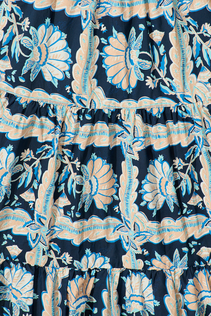 Rahima Midi Dress in Navy Multi Floral Cotton fabric
