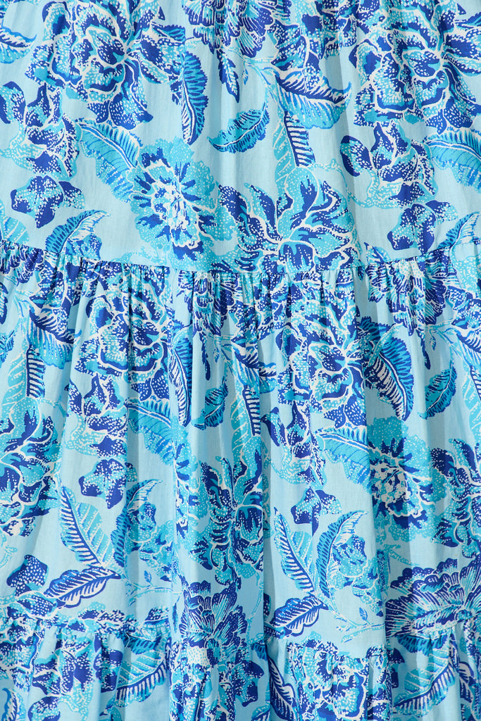 Rahima Midi Dress in Blue Floral Cotton fabric
