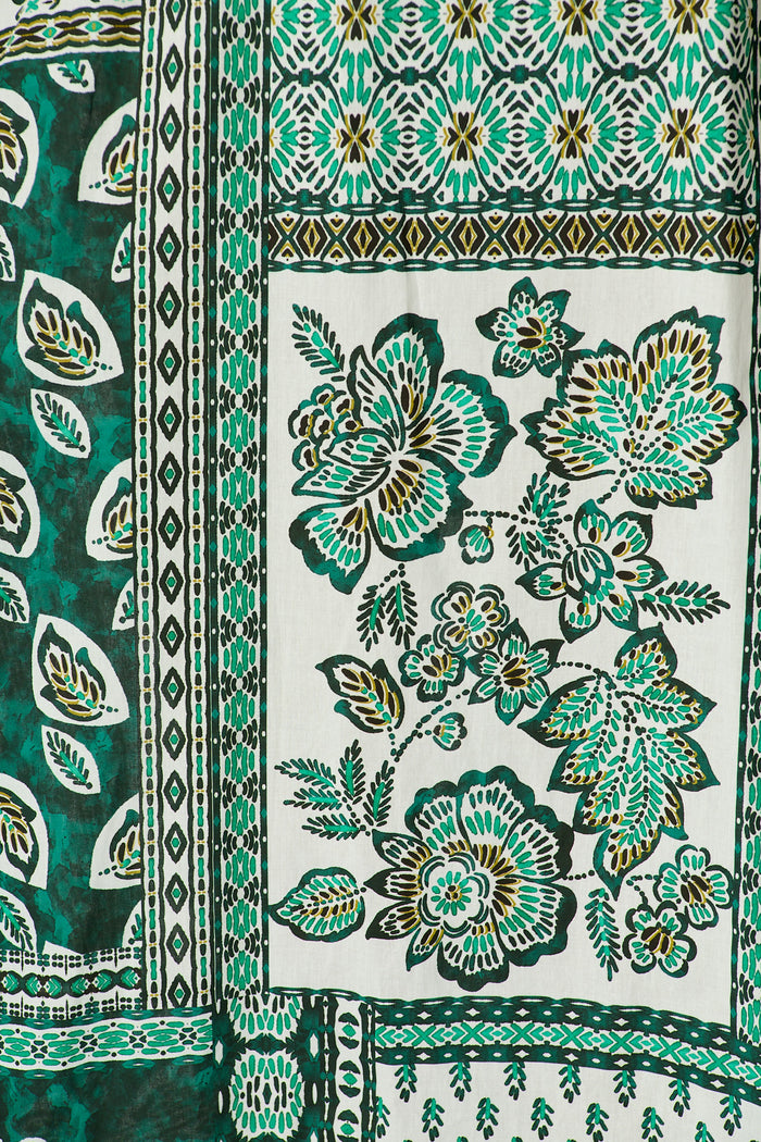 Lova Maxi Sundress in Green and White Patchwork Cotton fabric