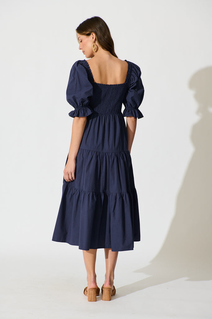 Rahima Midi Dress in Navy Cotton back