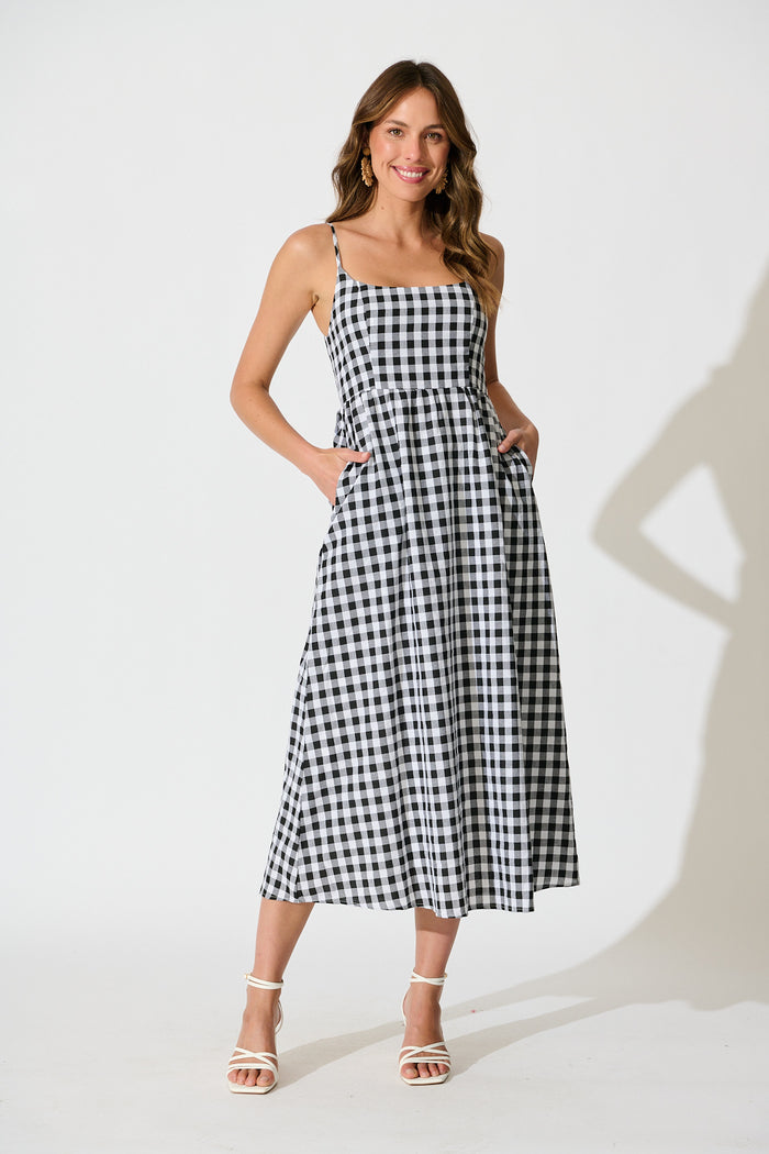 Emmy Maxi Sundress Black Gingham Cotton Blend | St Frock Emmy Maxi Sundress Black Gingham Cotton Blend | St Frock