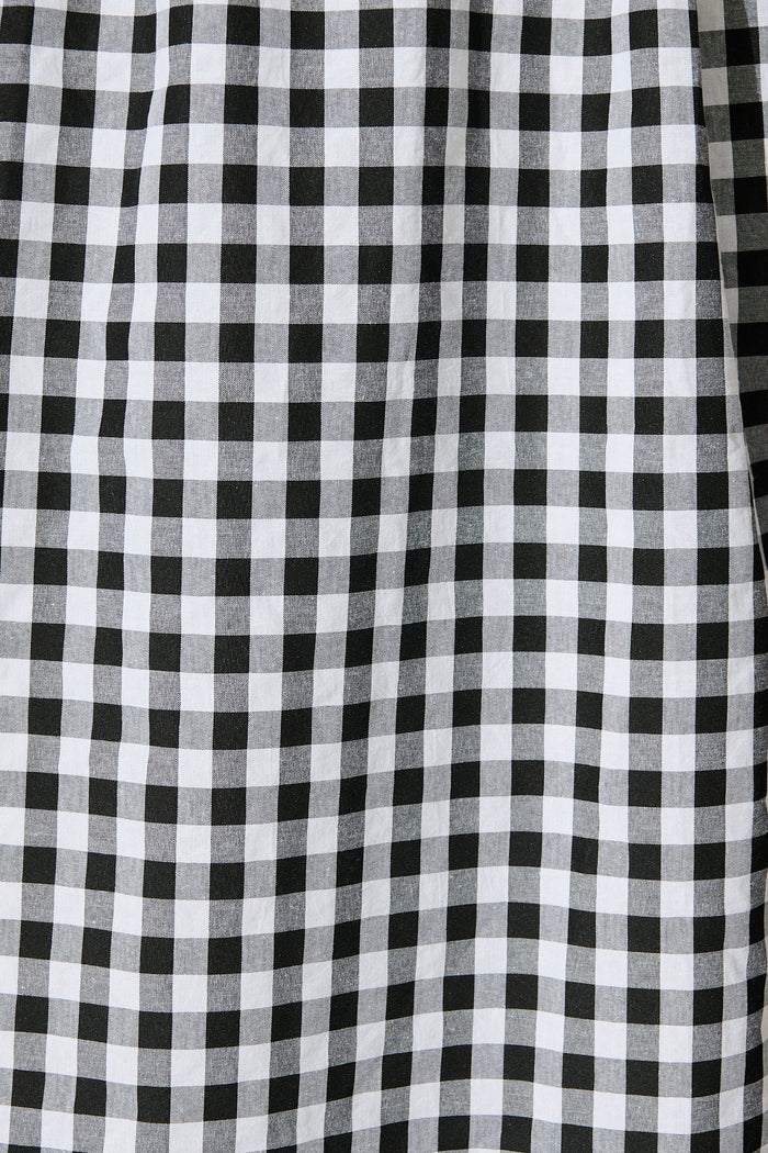Emmy Maxi Sundress In Black Gingham Cotton Blend fabric