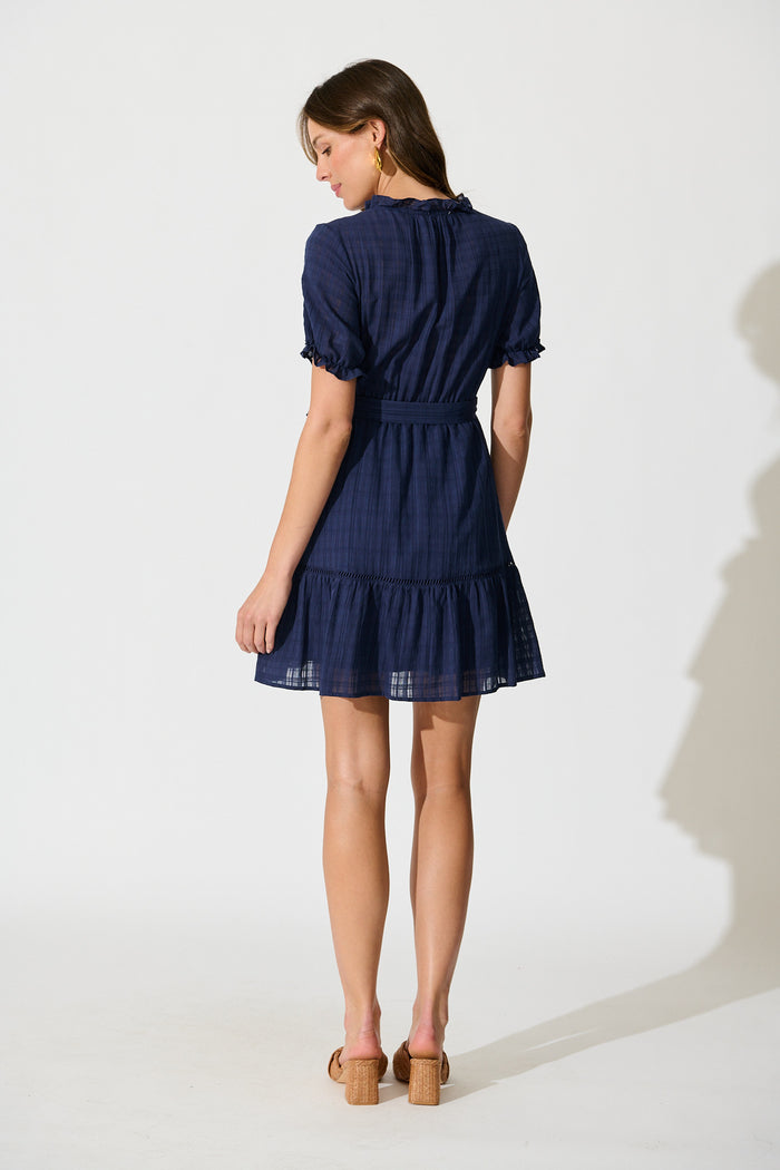 Jessalyn Dress In Navy Cotton back