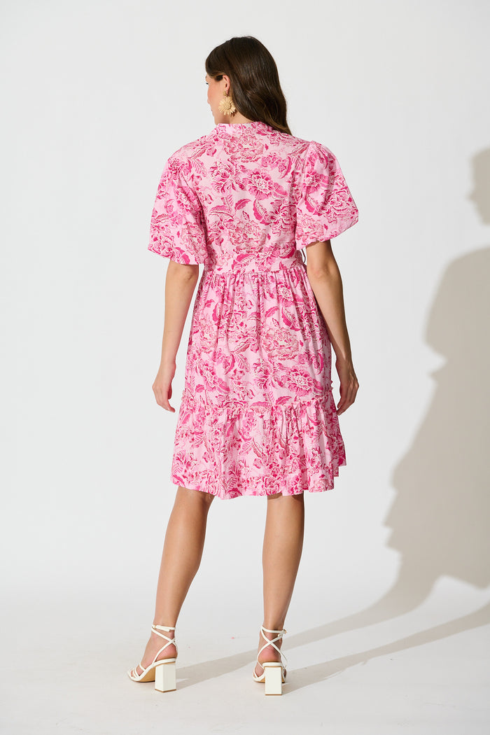Seraya Dress in Pink Floral Cotton back
