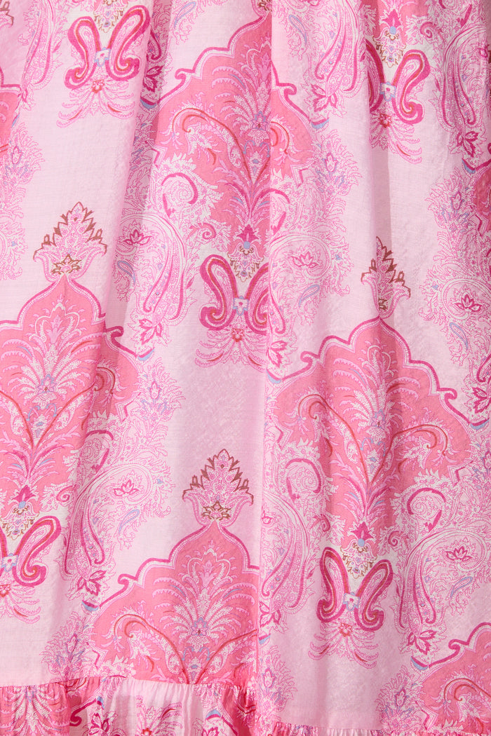 Katriel Maxi Dress in Pink Paisley fabric