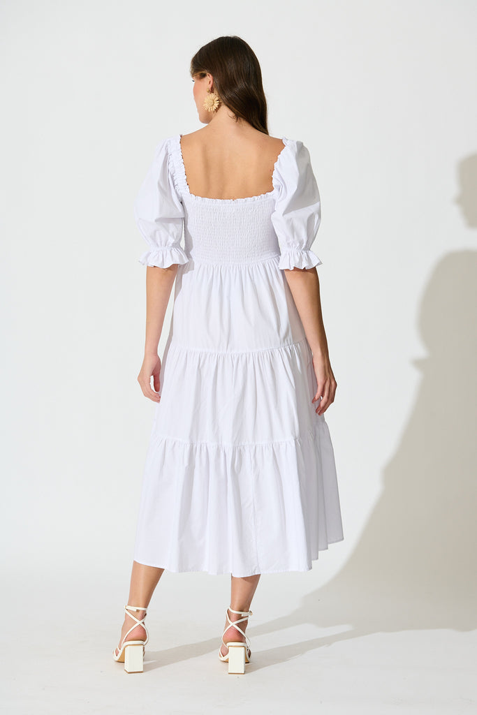 Rahima Midi Dress in White Cotton back