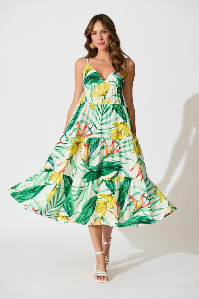 Evangelina Maxi Sundress Green Tropical | St Frock Evangelina Maxi Sundress Green Tropical | St Frock
