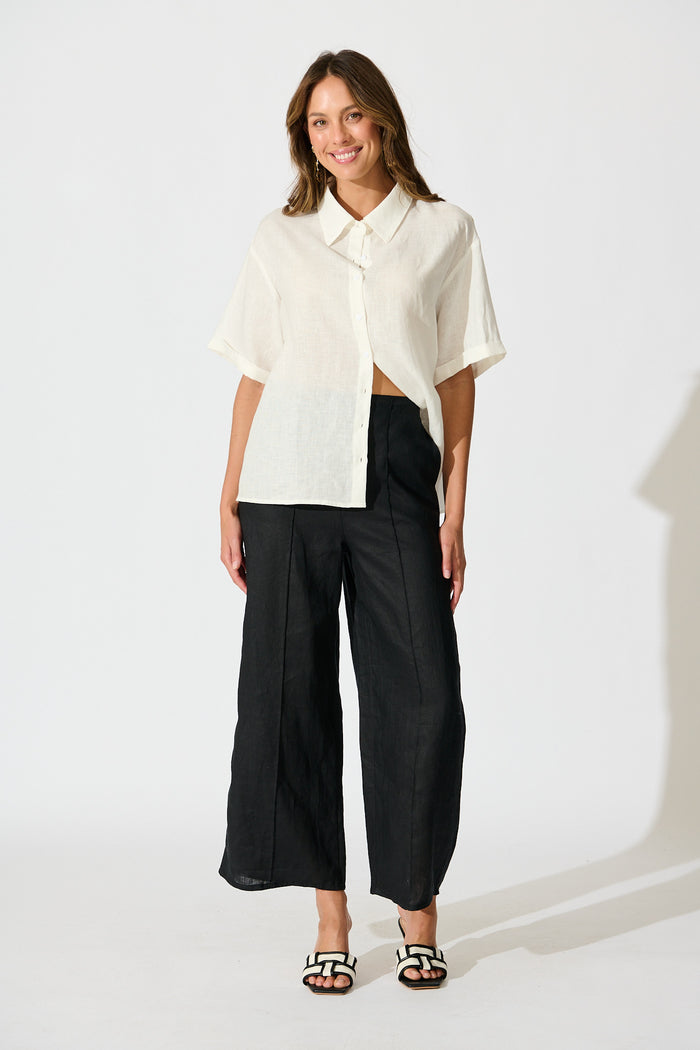 PRE ORDER Halara Pant in Black Linen full length