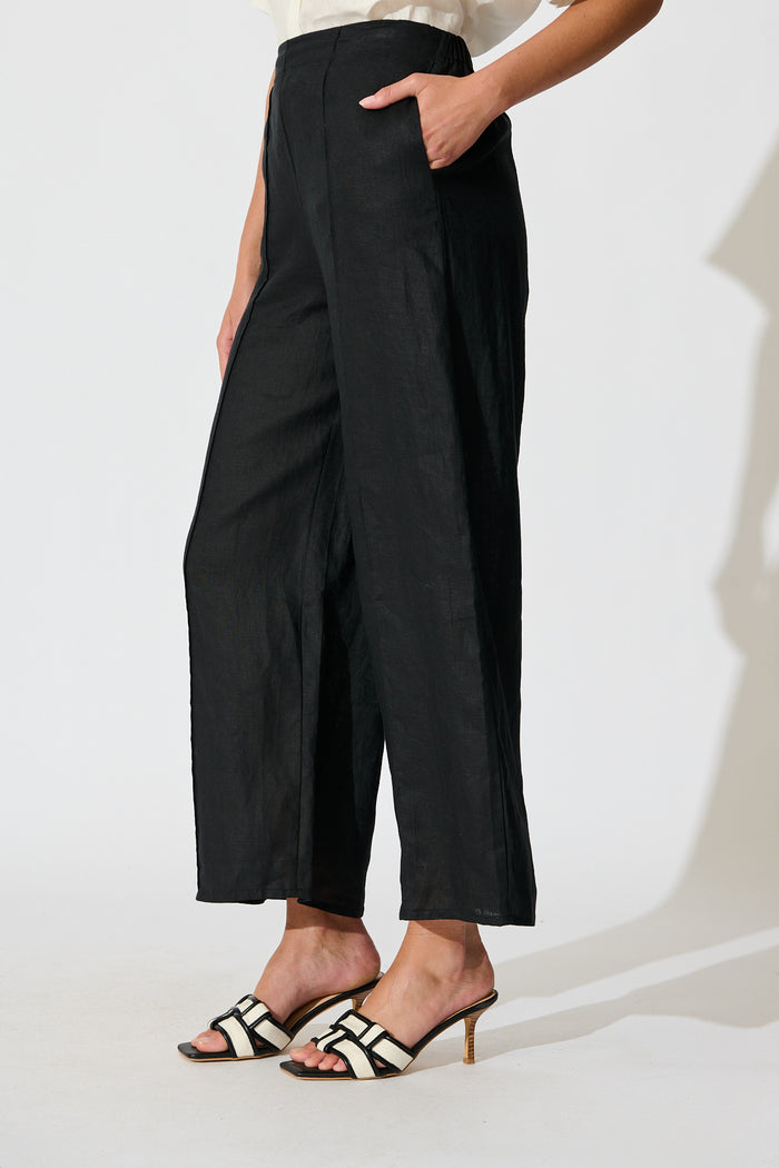 PRE ORDER Halara Pant in Black Linen side