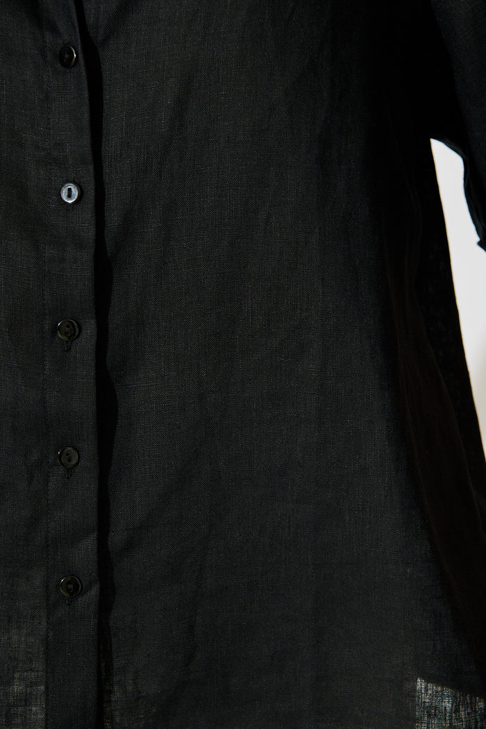 Breeze Shirt In Black Linen fabric