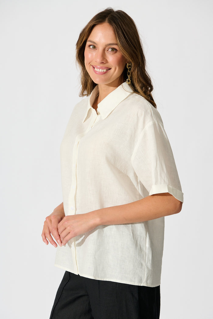 Breeze Shirt in White Linen side