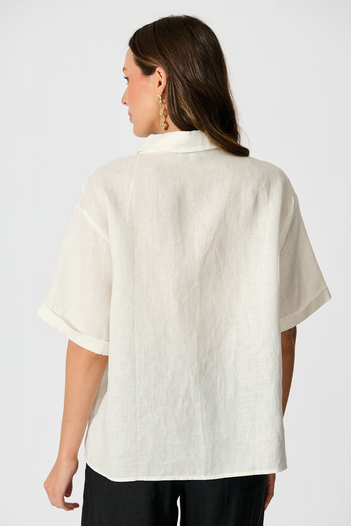 Breeze Shirt in White Linen back