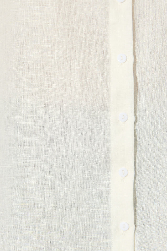 Breeze Shirt in White Linen fabric