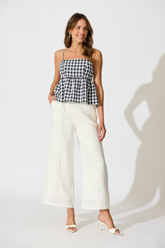 Sola Top in Black Gingham Cotton Blend full length