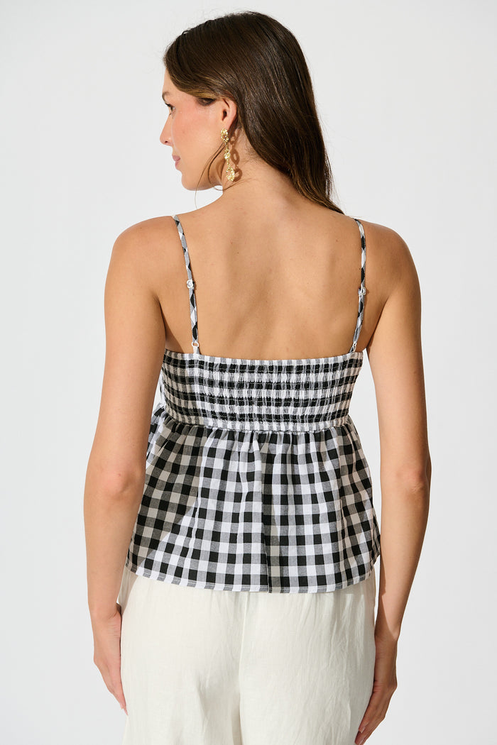 Sola Top in Black Gingham Cotton Blend back