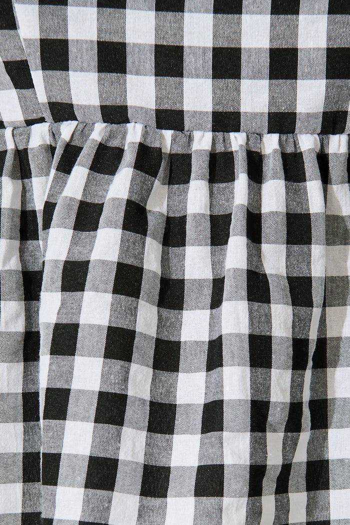 Sola Top in Black Gingham Cotton Blend fabric