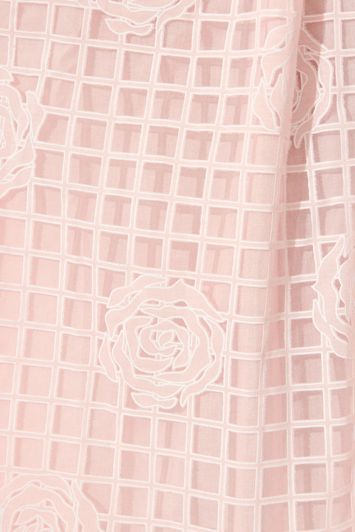 Almada Midi Shirt Dress in Pink Organza Floral fabric