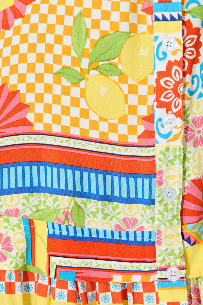 Moka Dress in Multi Lemon Print fabric