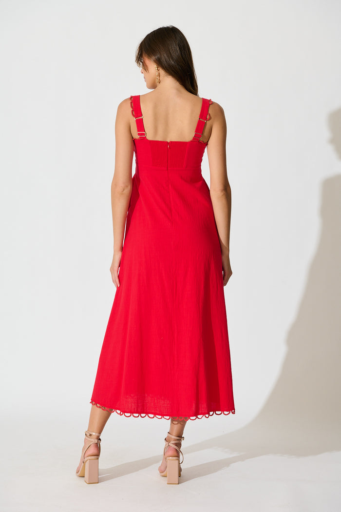 Lauella Maxi Sundress in Red Cotton back