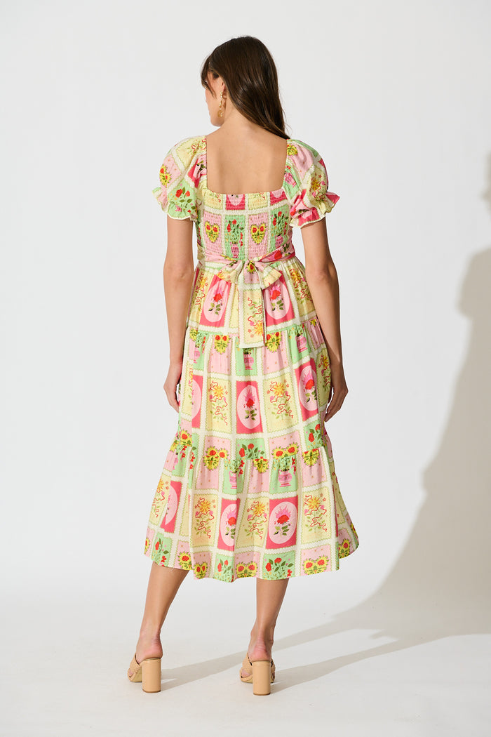 Kansis Midi Dress in Multi Floral Conversational Print back