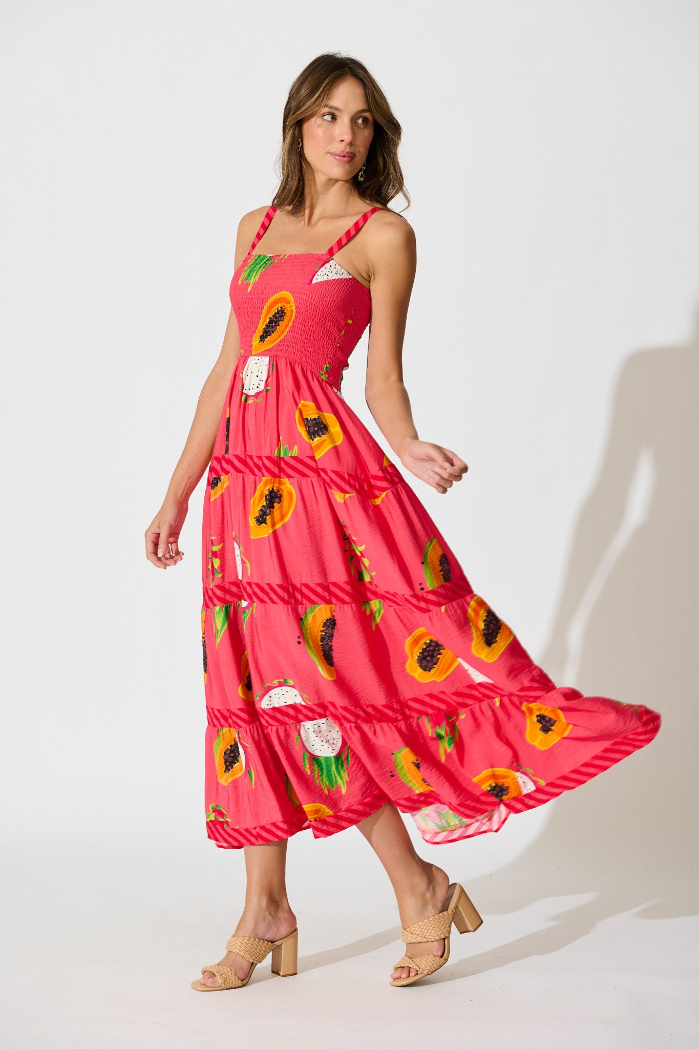 Red Sundrss Zimi Maxi Sundress — Red Multi Print | St Frock