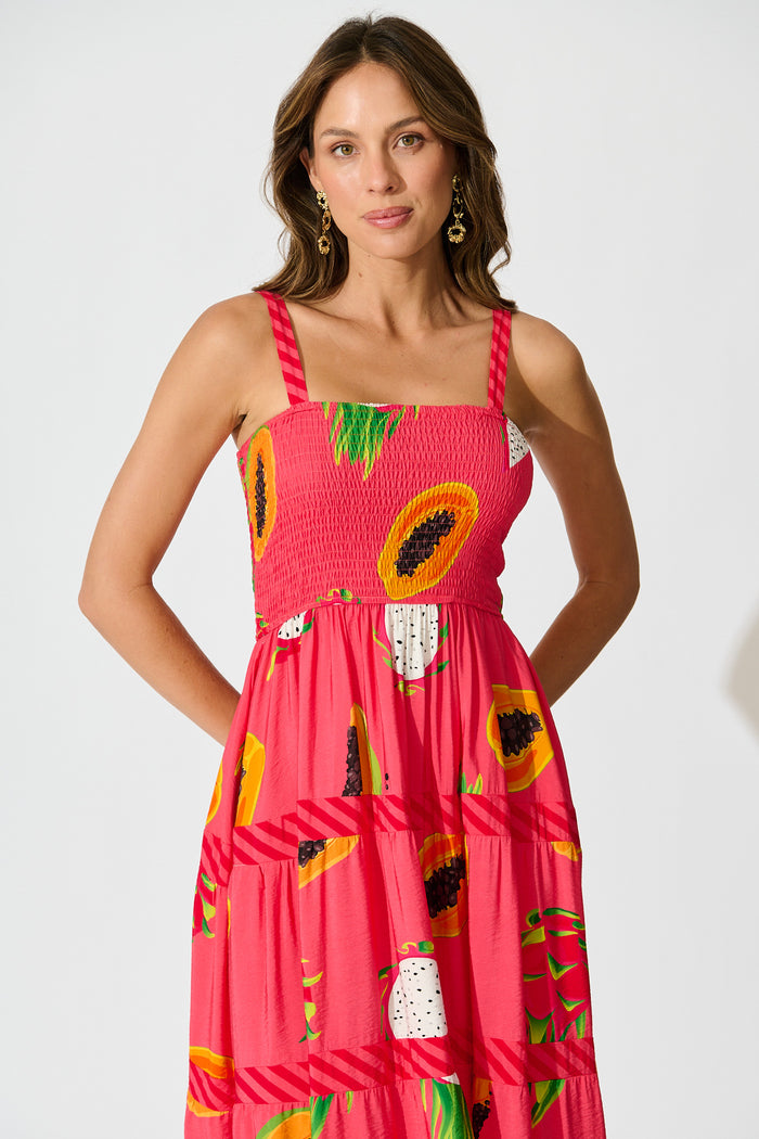 Zimi Maxi Sundress in Red Multi Print front