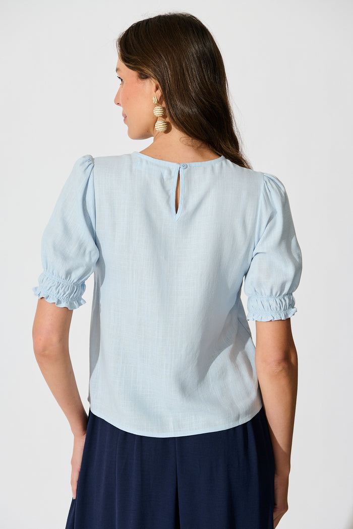 Melanie Top in Pale Blue Cotton Linen back