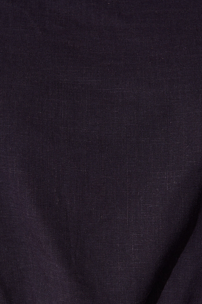 Lucille Off Shoulder Top In Navy Cotton Linen fabric