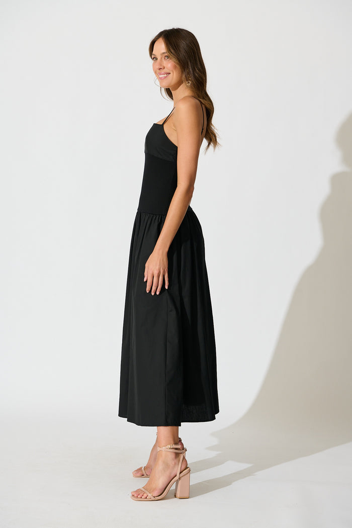 Fiala Maxi Sundress in Black Cotton side