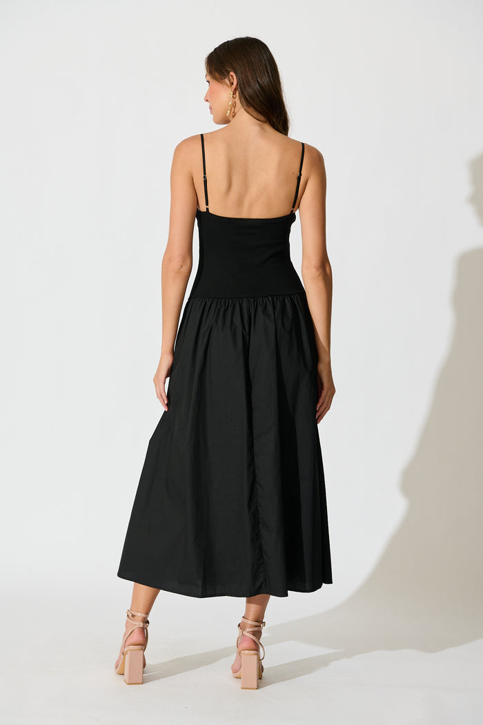 Fiala Maxi Sundress in Black Cotton back