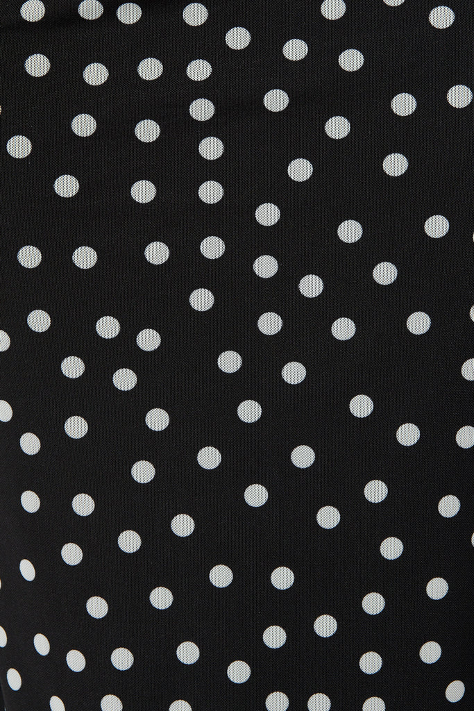 Polka Wish Maxi Skirt in Black with White Polka Dot fabric