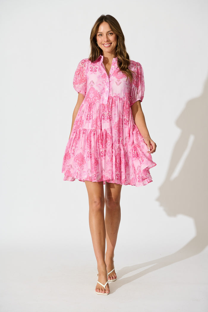 Flore Smock Dress — Pink Paisley Blend