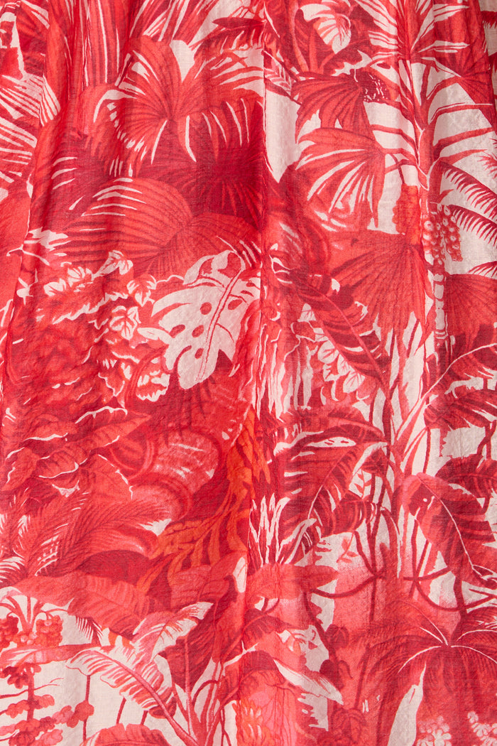 Katriel Maxi Dress in Red Paisley Cotton Blend fabric