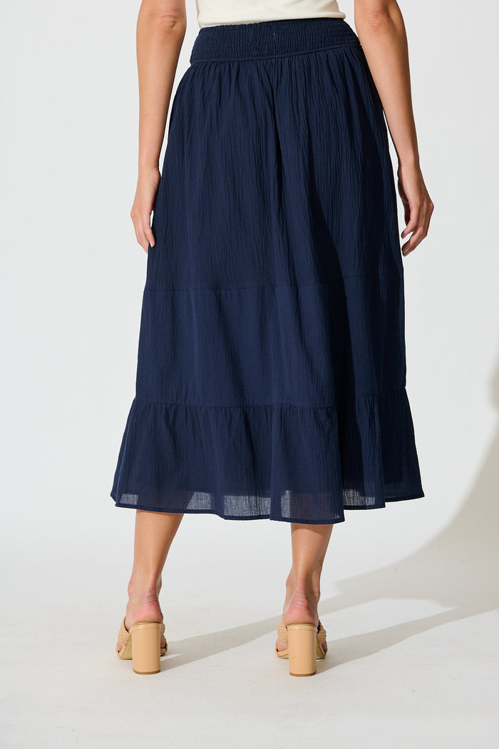 Aina Maxi Skirt in Navy Cotton back