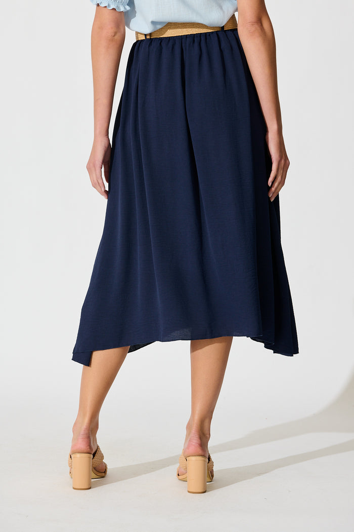 Fawn Maxi Skirt with Belt in Navy back
