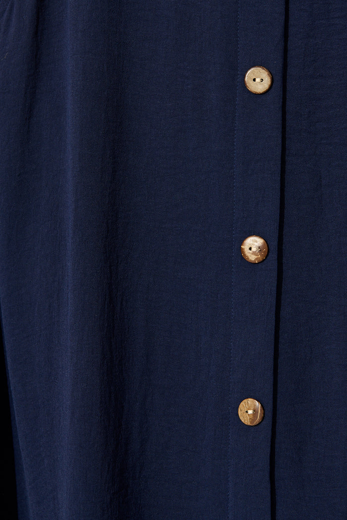 Fawn Maxi Skirt with Belt in Navy fabric