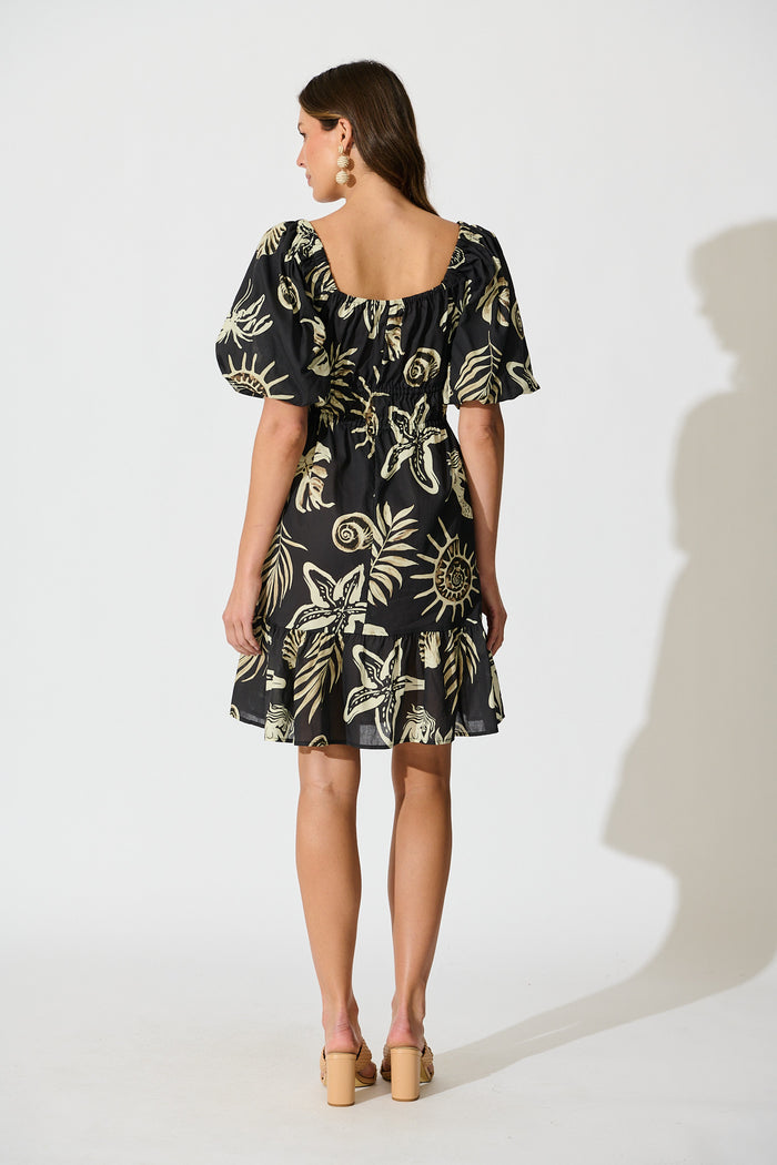 Andretta Dress in Black and White Sea Shell Cotton back