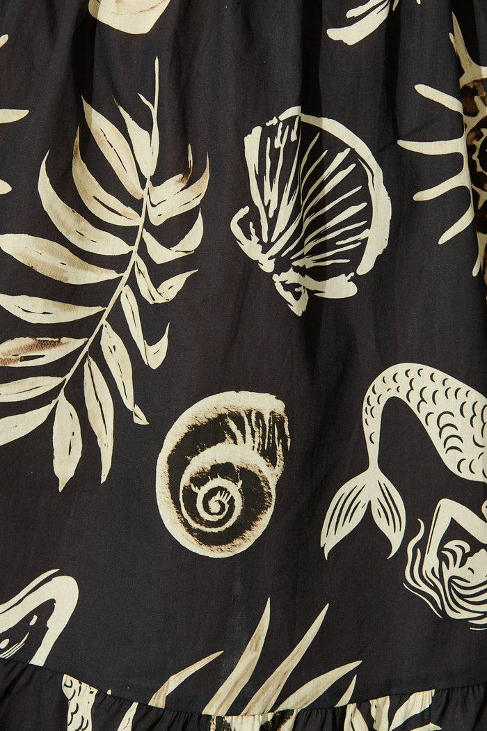 Andretta Dress in Black and White Sea Shell Cotton fabric