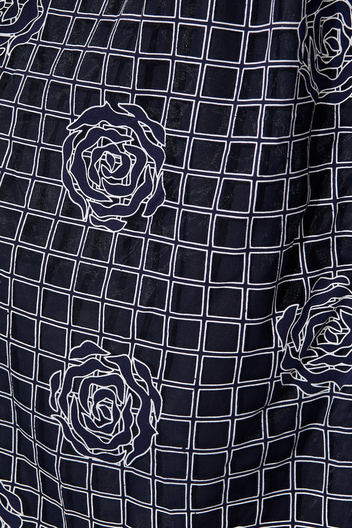 Almada Midi Shirt Dress in Navy Organza Floral fabric