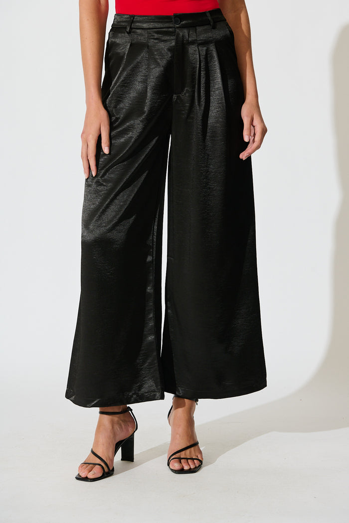Satin Muse Pant in Black front