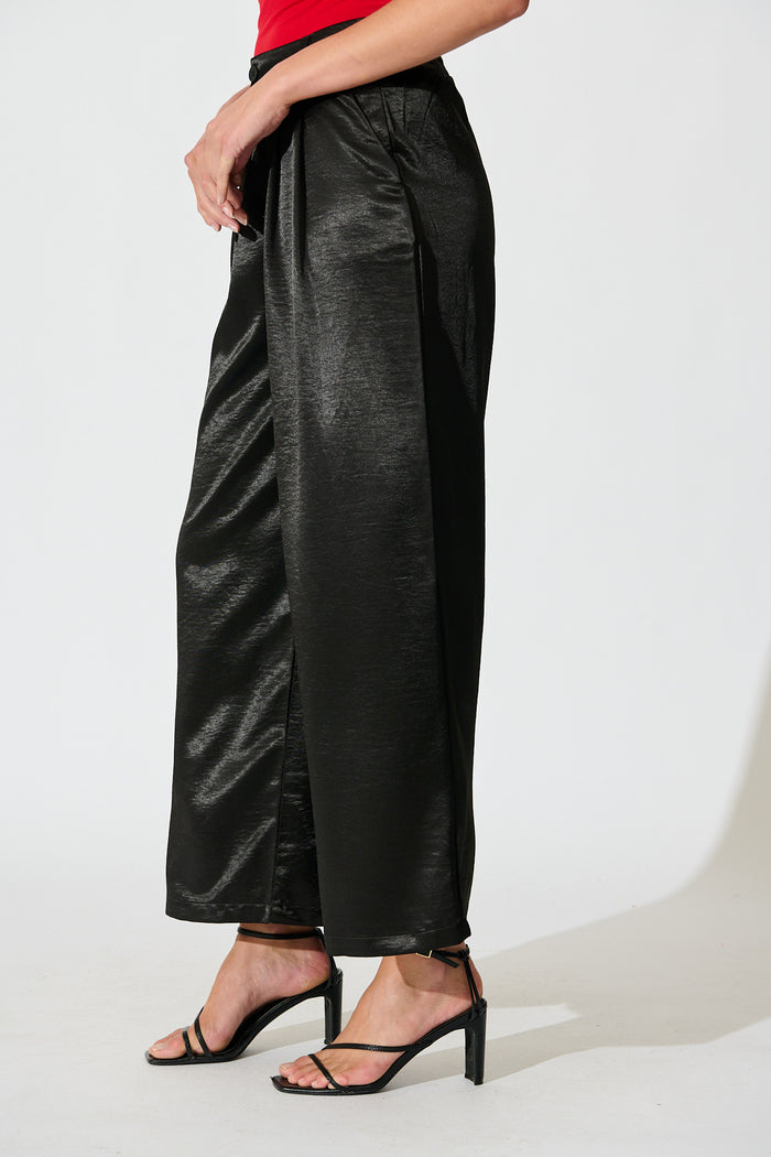 Satin Muse Pant in Black side