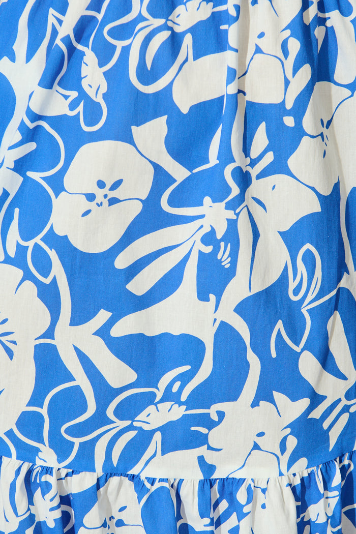 Andretta Dress in Blue and White Floral Cotton fabric