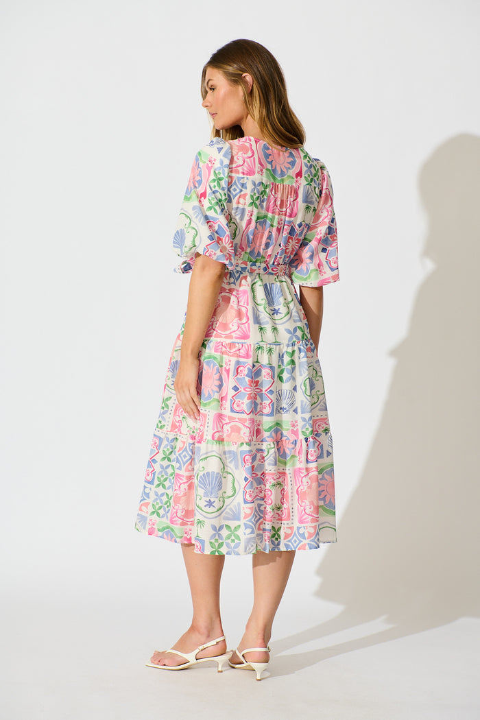 Onda Dress in Multi Floral Conversational Print back