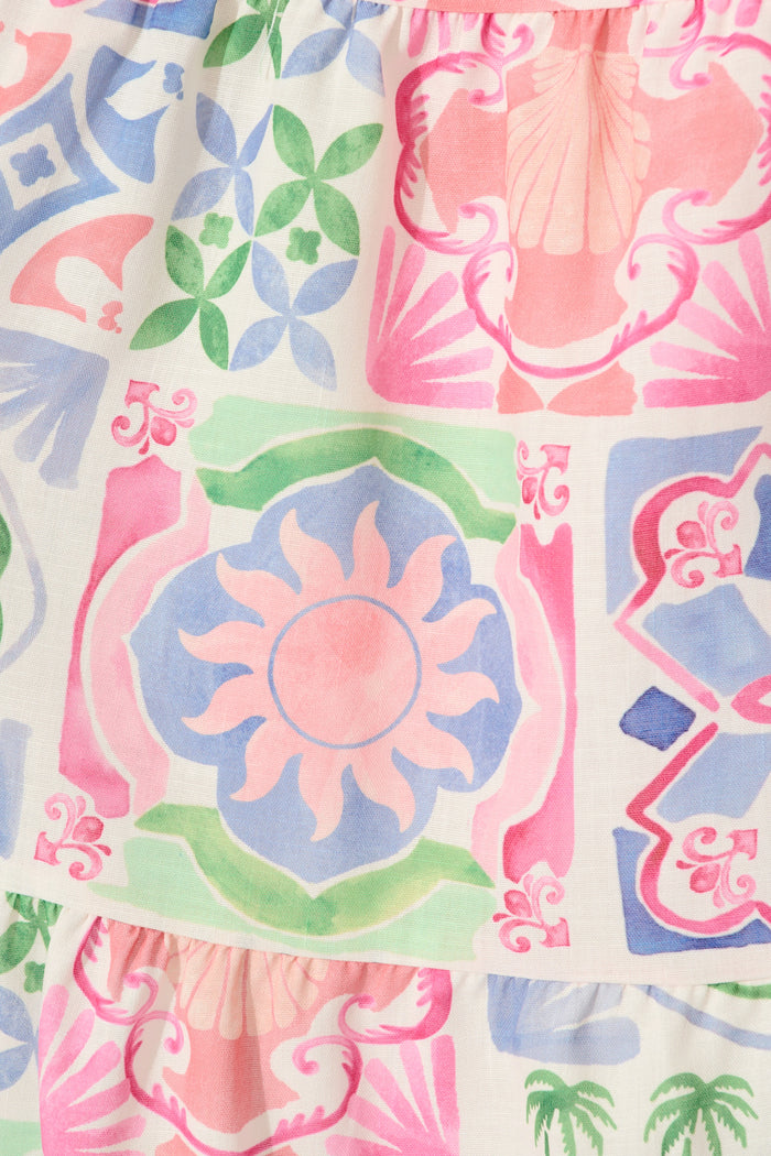 Onda Dress in Multi Floral Conversational Print fabric