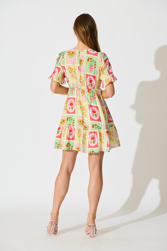 Onda Midi Dress in Multi Floral Conversational Print back