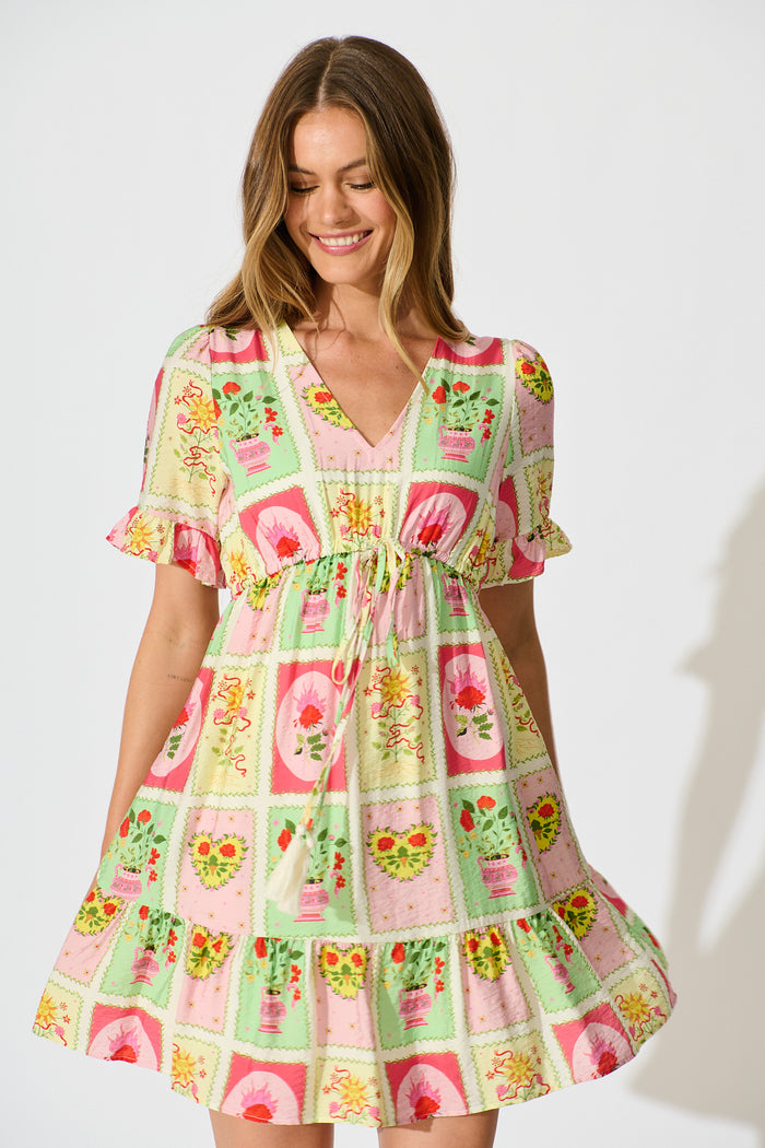 Onda Midi Dress in Multi Floral Conversational Print front