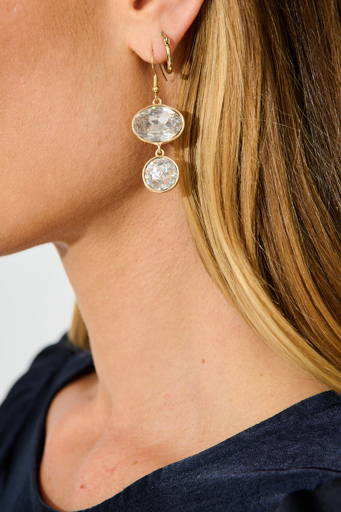 Shauna Drop Earring in White on model close up