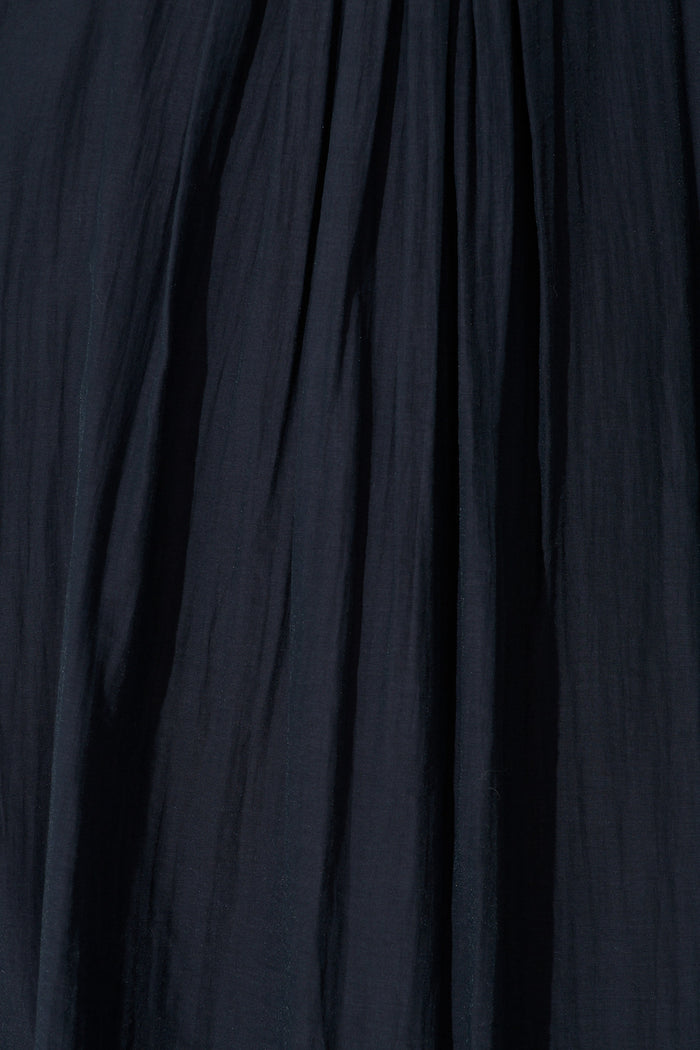 Breeze Maxi Sundress in Pleated Navy Cotton Blend fabric