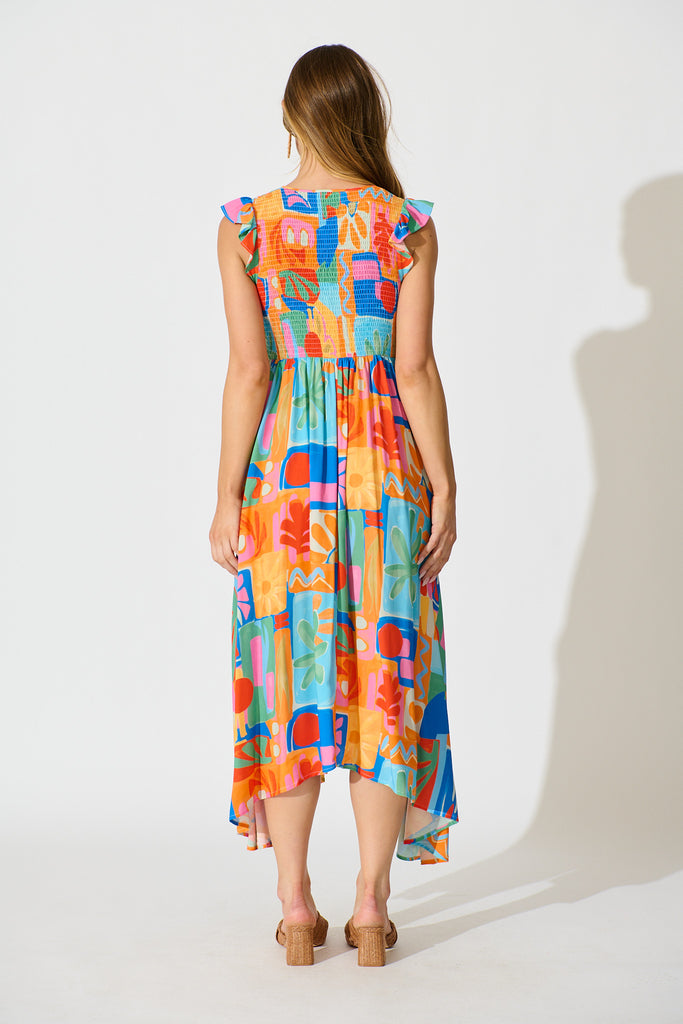 Tropical Mosaic Maxi Dress in Multi Print back